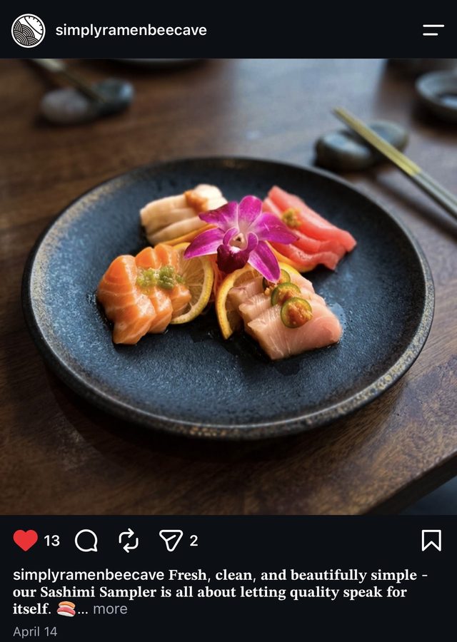 Simply Ramen and Gyoza sashimi sampler post
