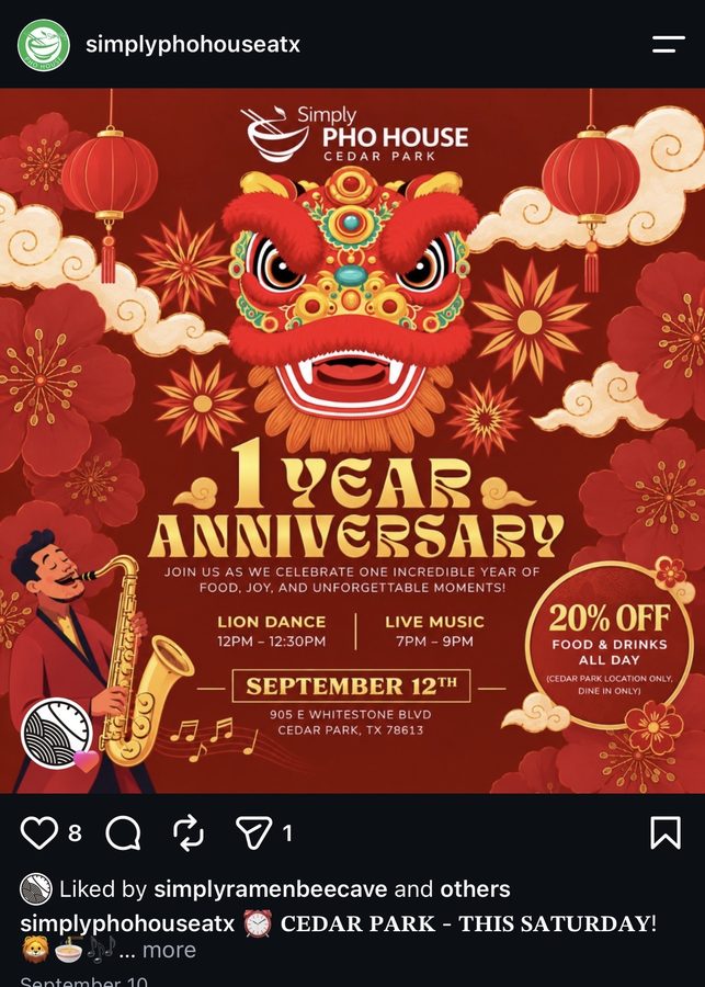 Simply Pho House Cedar Park one year anniversary post